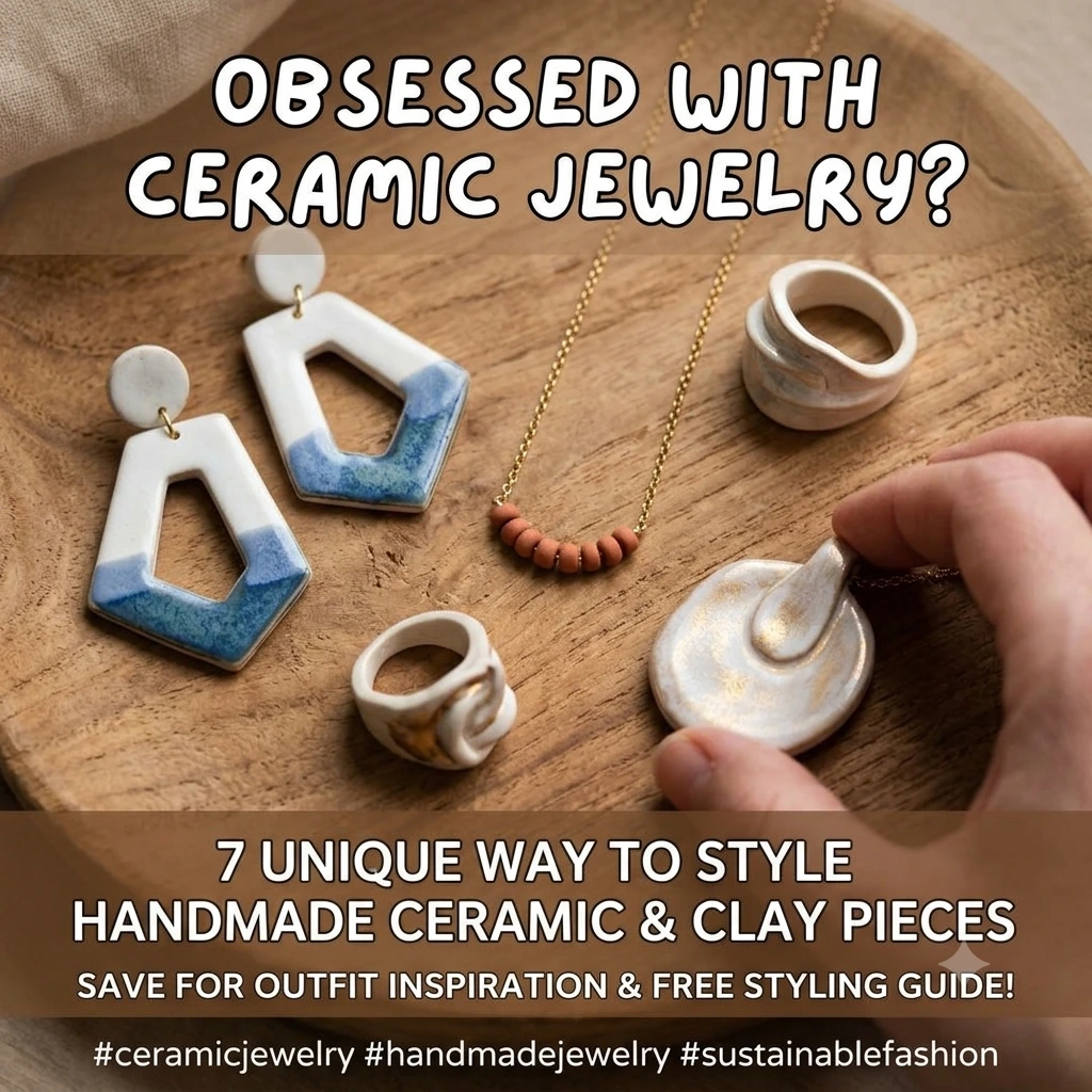 Obsessed with unique ceramic jewelry? This post shares 7 gorgeous ways to style handmade ceramic earrings, necklaces, and clay pieces. Save this for endless outfit inspiration and a free styling